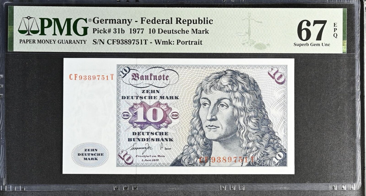 Germany Federal Republic 10 Mark 1977 P 31 b Superb Gem UNC PMG 67 EPQ