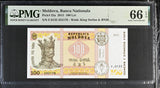 Moldova 100 Lei 2015 P 25 a Gem UNC PMG 66 EPQ