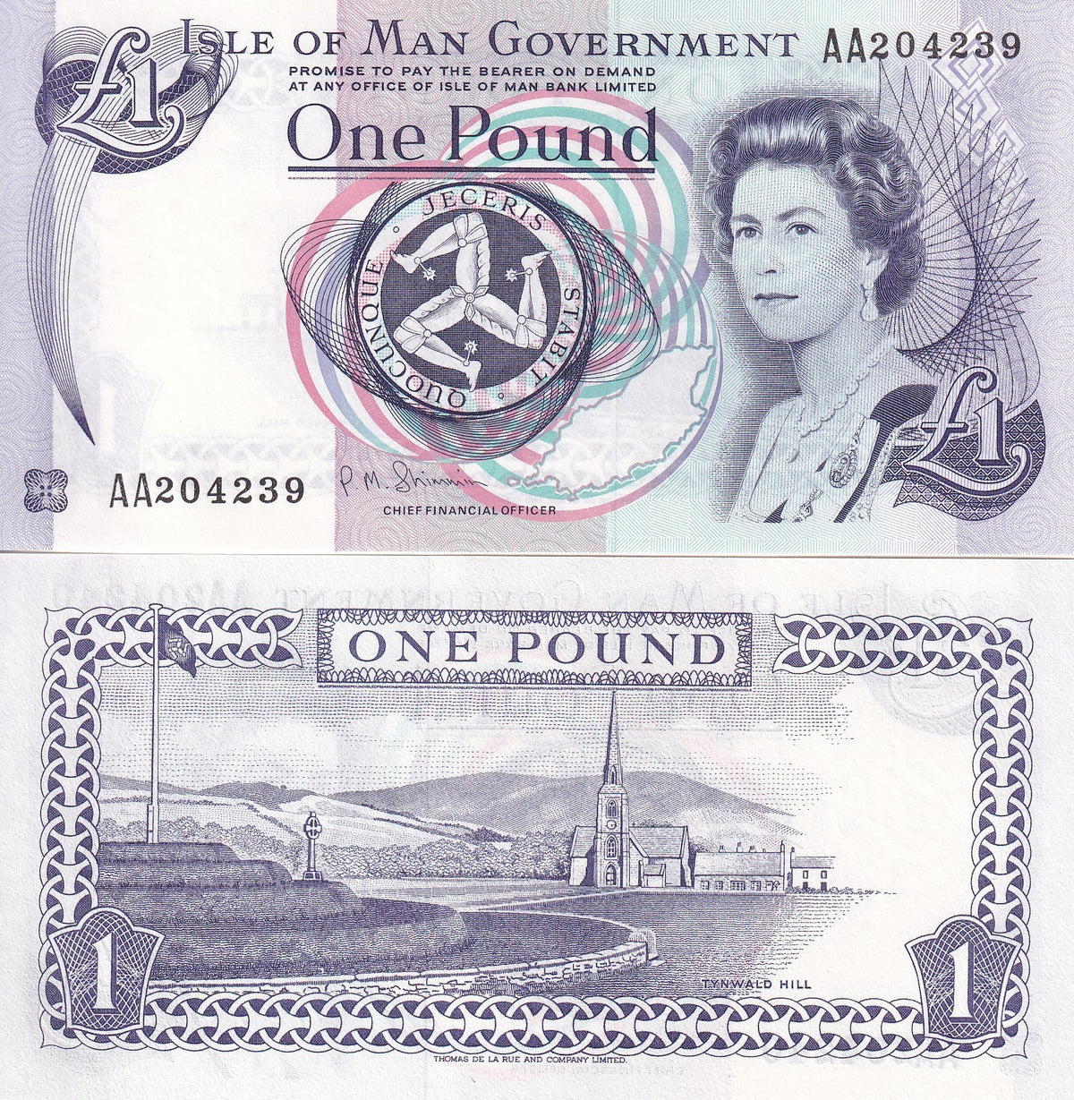 Isle of Man 1 Pounds ND 2009 P 40 c AA Prefix UNC