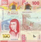 Mexico 100 Pesos 2024 Polymer Random Prefix & Sign 1925-2025 Com 100th P 139 UNC