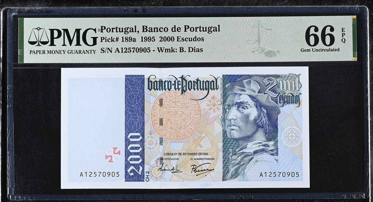 Portugal 2000 Escudos 1995 P 189 a Gem UNC PMG 66 EPQ