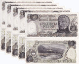 Argentina 50 Pesos ND (1974-1975) SERIES B P 296 UNC LOT 5 PCS