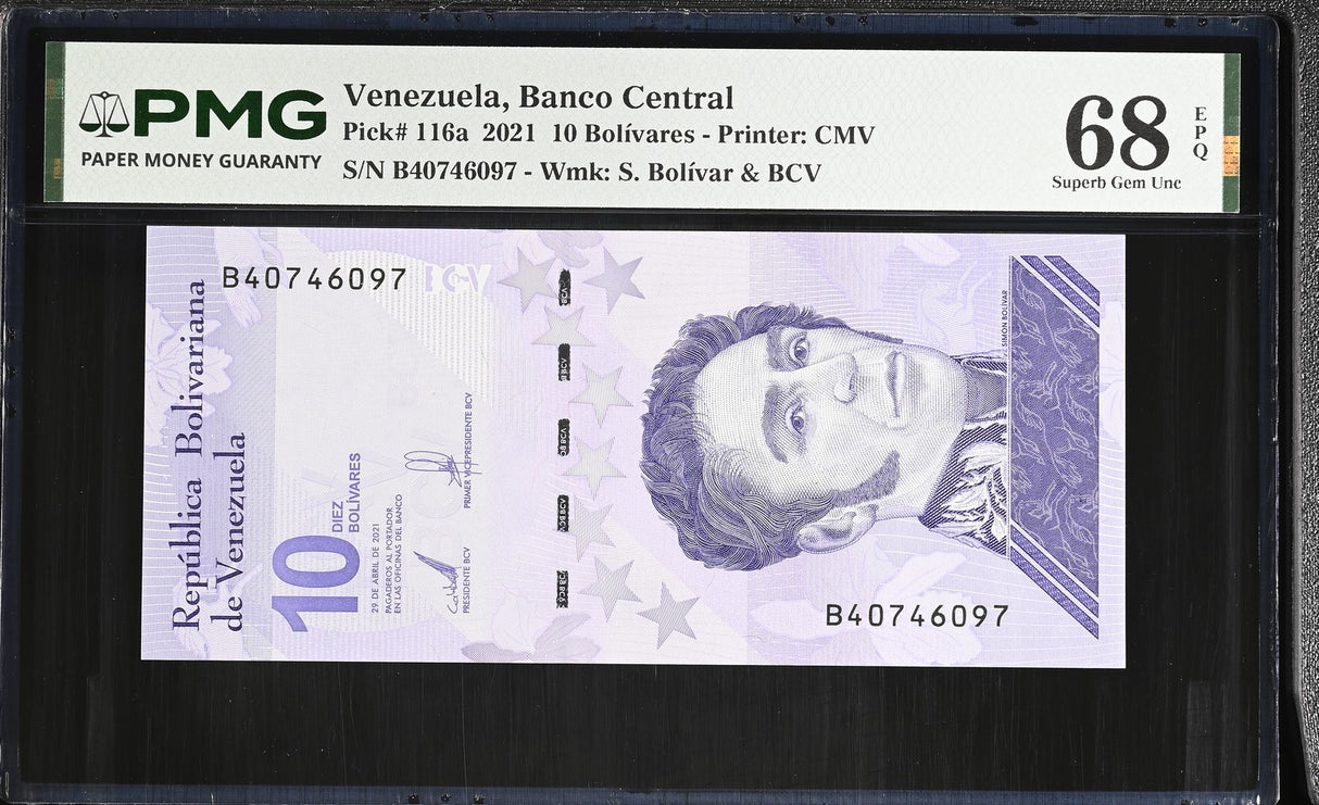 Venezuela 10 Bolivares Digitales 2021 P 116 a Superb GEM UNC PMG 68 EPQ