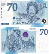 Great Britain 70 Pounds ND 1952-2022 Test Note QUEEN PLATINUM JUBILEE Comm. # 1