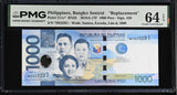 Philippines 1000 Piso 2016 P 211 c* Replacement Choice UNC PMG 64 EPQ