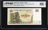Zimbabwe 50 Dollars 1994 P 8 Gem UNC PMG 66 EPQ, WTM Zimbabwe Bird