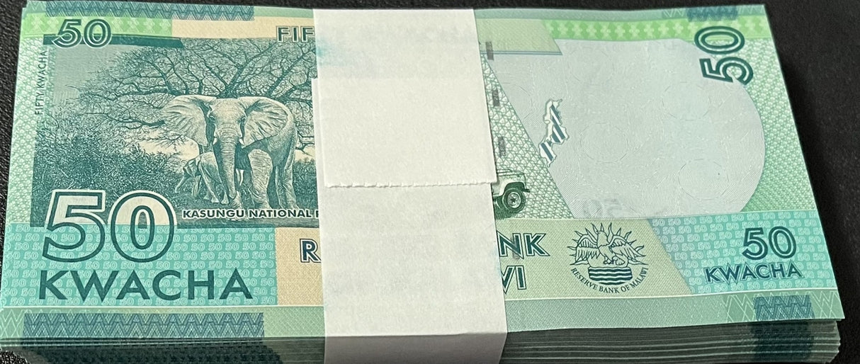 Malawi 50 Kwacha 2020 P 64 NEW SIGN UNC LOT 100 PCS 1 Bundle