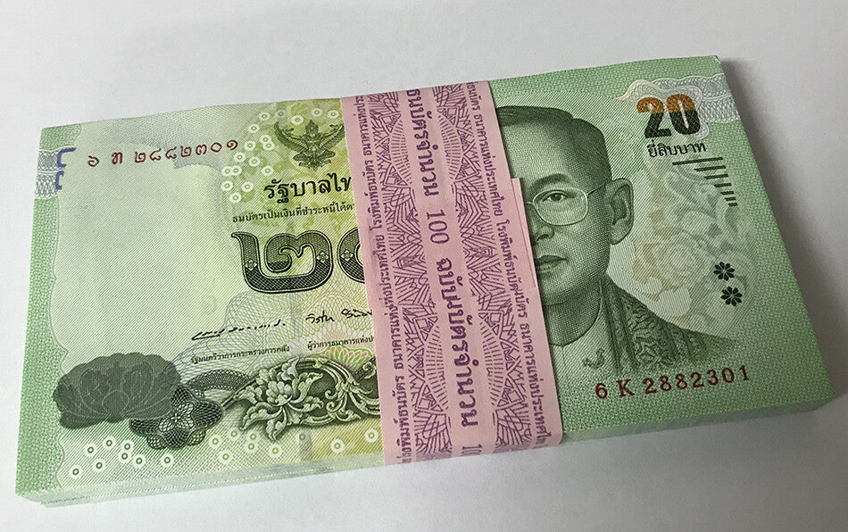Thailand 20 Baht ND 2017 P 130 Commemorative UNC LOT 100 PCS 1 BUNDLE