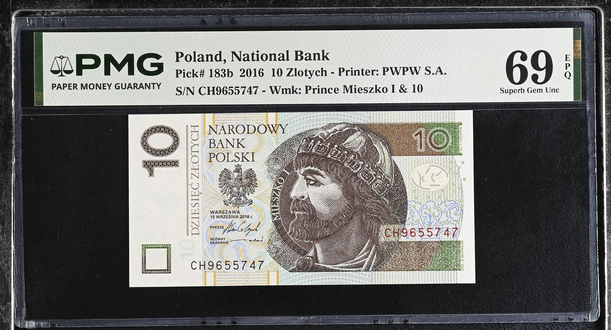 Poland 10 Zlotych 2016 P 183 b Superb Gem UNC PMG 69 EPQ