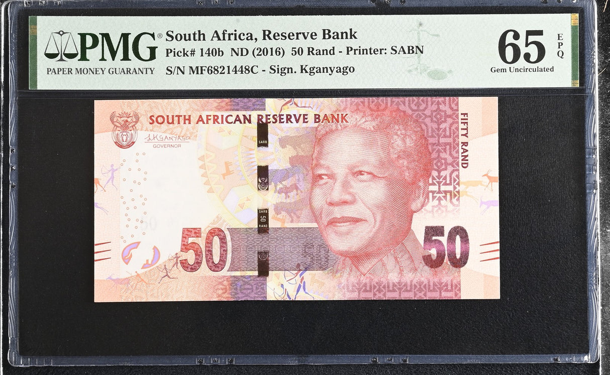 South Africa 50 Rands ND 2016 P 140 b Sign Kganyago Gem UNC PMG 65 EPQ
