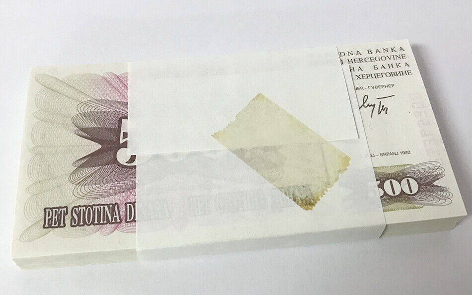 Bosnia 500 Dinara 1992 P 14 UNC Lot 100 Pcs 1 Bundle