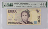 Indonesia 10000 Rupiah 1998/2003 P 137 f Gem UNC PMG 66 EPQ