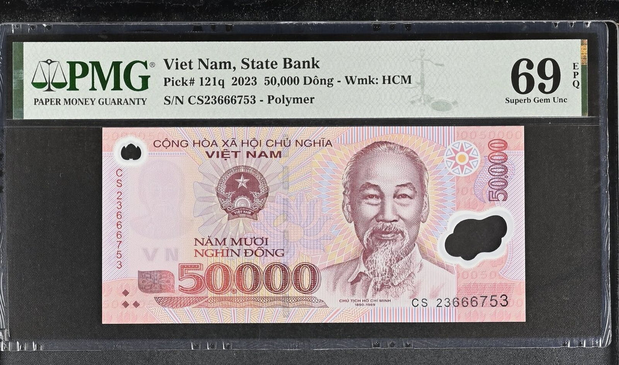 Vietnam 50000 Dong 2023 Polymer P 121 q Superb Gem UNC PMG 69 EPQ