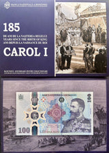 Romania 100 Lei 2024 Comm. 185th Birth of King Carol P 127 Polymer UNC w/Folder