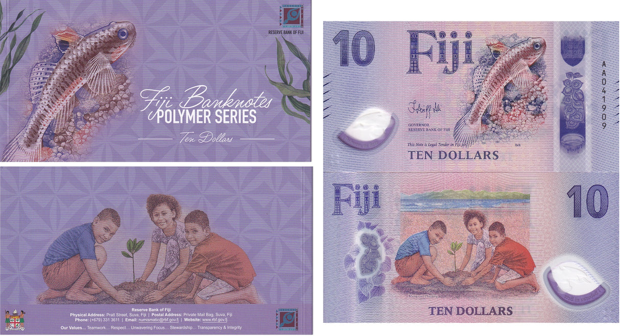 Fiji 10 Dollars 2026 2025 P NEW Polymer IN Folder UNC