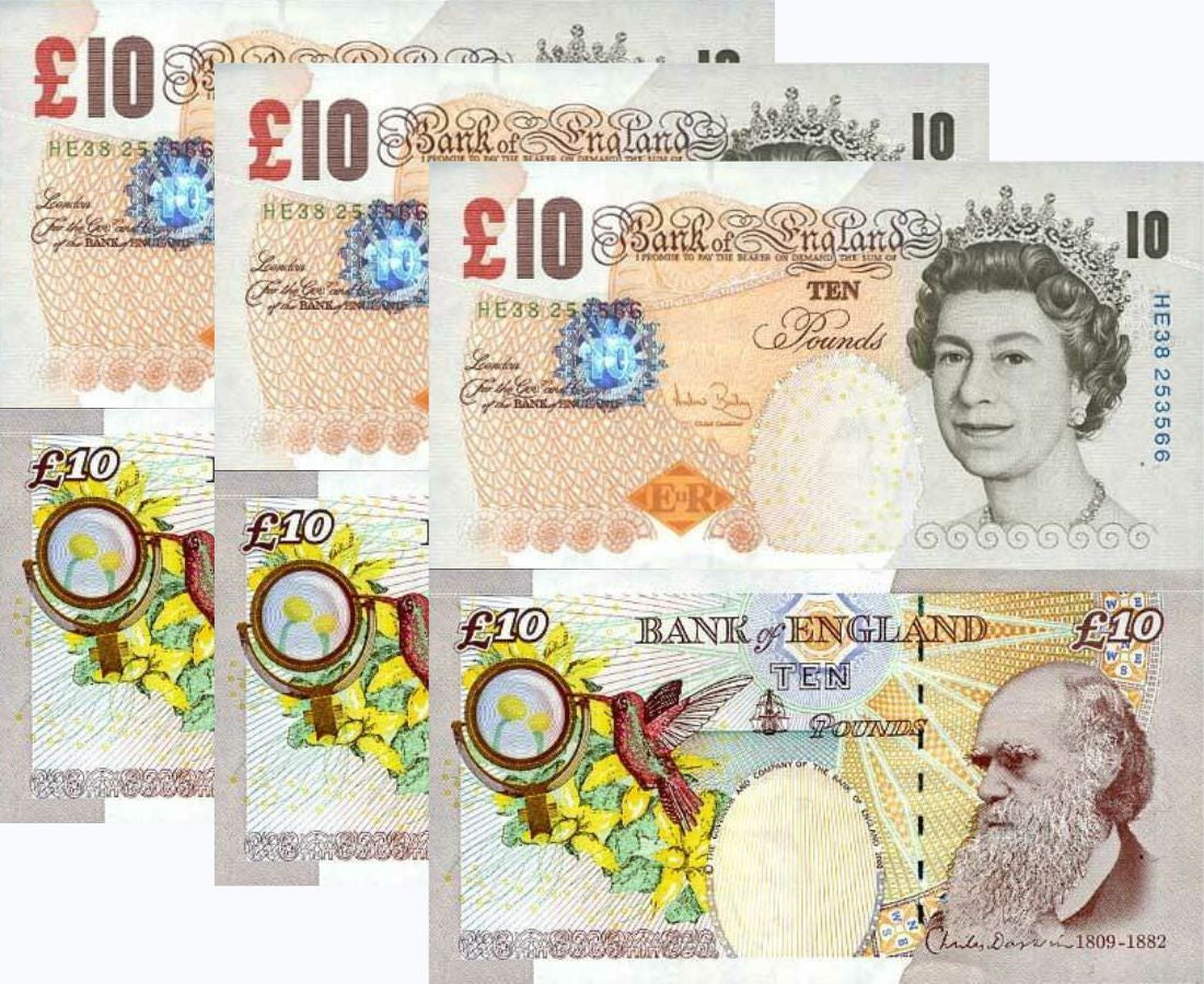 Great Britain 10 Pounds 2000 ND 2004 P 389 c Sign A. Bailey UNC LOT 3 PCS