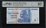 Zimbabwe 100 Trillion Dollars 2008 P 91 Superb Gem UNC PMG 67 EPQ Misaligned ERROR