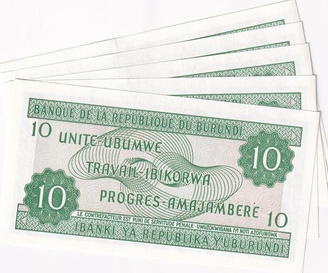 Burundi 10 Francs 2003 P 33 d UNC LOT 5 PCS
