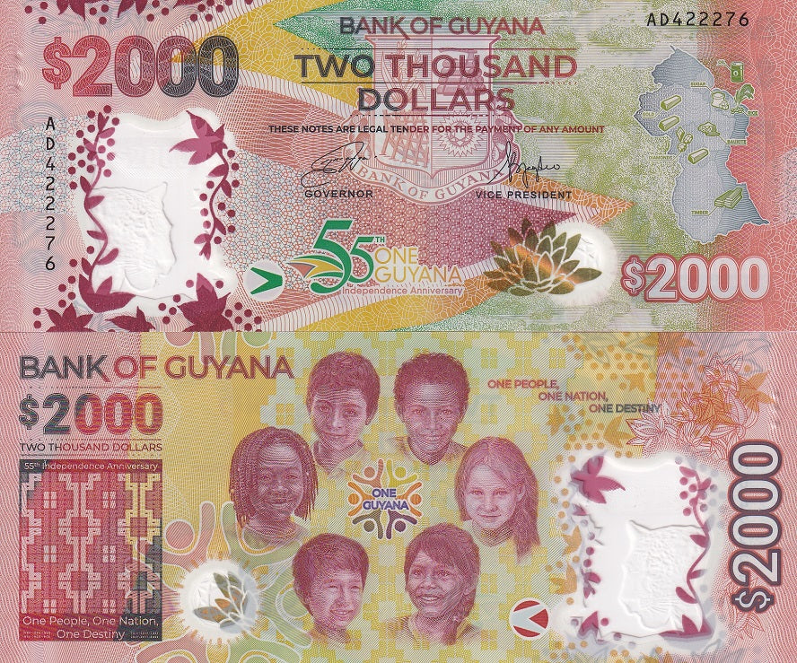 Guyana 2000 Dollars 2021 / 2022 55TH P New COMM. POLYMER UNC