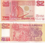 SINGAPORE 2 DOLLARS ND 1991 P 27 UNC