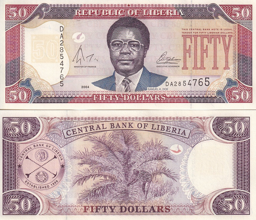 LIBERIA 50 DOLLARS 2004 P 29 b UNC