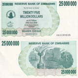 Zimbabwe 25 Million Dollars 2008 P 56 UNC