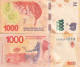 Argentina 1000 Pesos ND 2017 Suffix Random P 366 UNC LOT 3 PCS