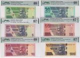 Zimbabwe Set 6; 2 5 10 -100 Dollars 2019-20 P 101-P 106 SuperbGem PMG 67 68 EPQ