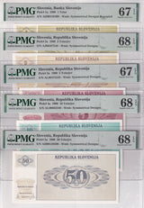 Slovenia Set 5; 1 2-50 Tolarjev 1990 P 1 a P 5 a Superb Gem UNC PMG 67 68 EPQ