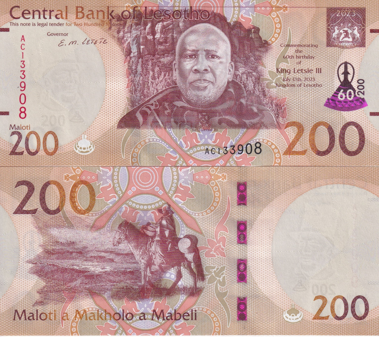 Lesotho 200 Maloti 2023 P 31 Commemorative UNC