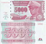 Zaire 5000 Nouveaux Zaires 1995 HDMZ P 69 UNC