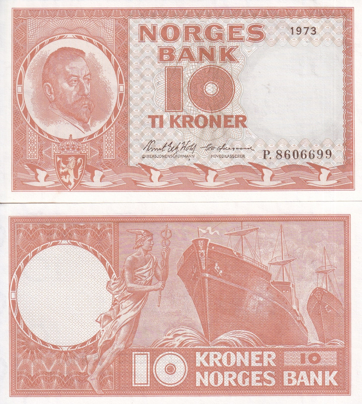 NORWAY 10 KRONER 1973 P 31 AU-UNC