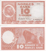NORWAY 10 KRONER 1973 P 31 AU-UNC