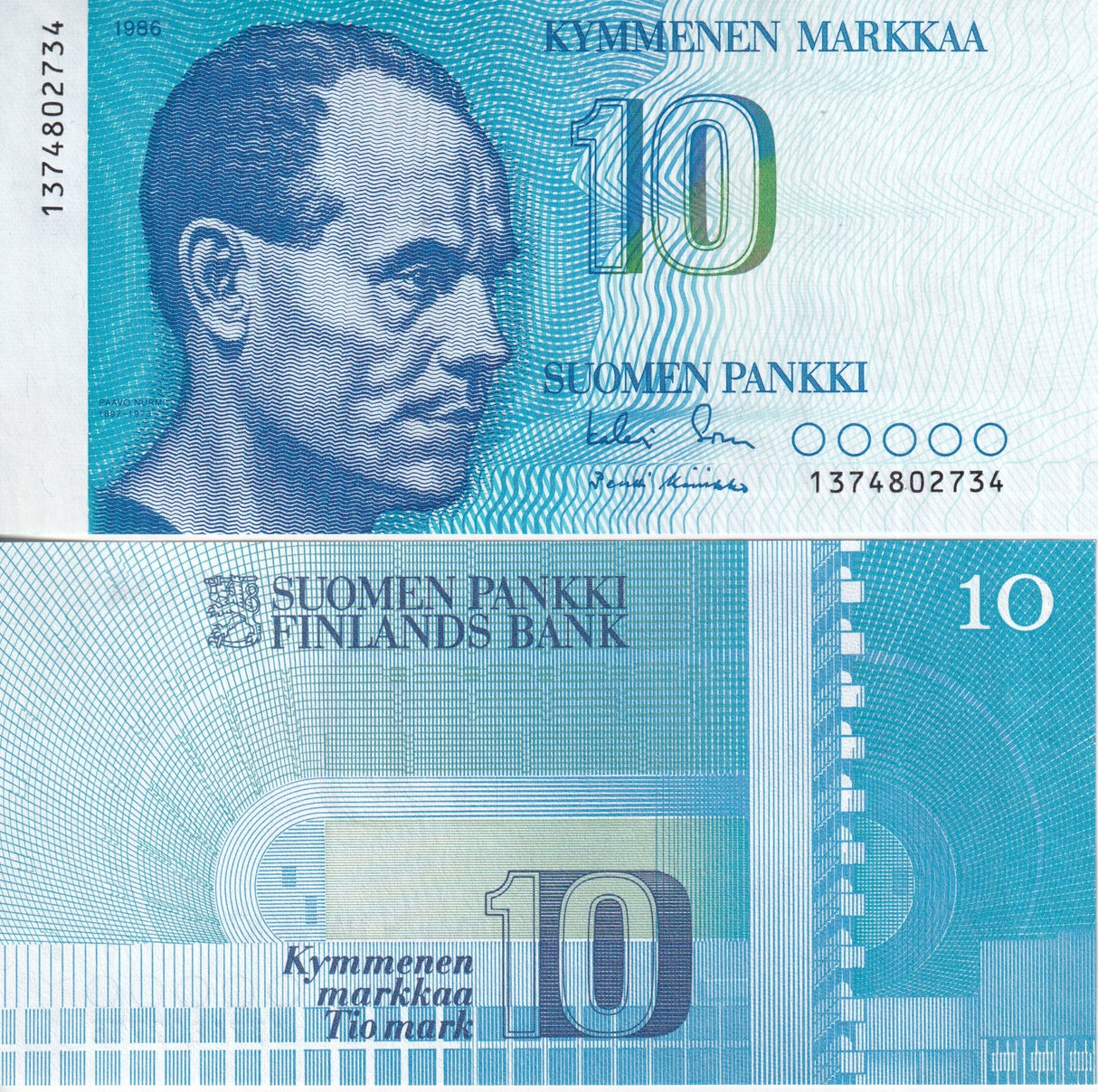 Finland 10 Markkaa 1986 Random Sign P 113 UNC