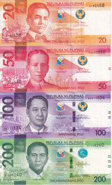 Philippines Set 4 UNC 20 50 100 200 Pesos Mixed Date P 226 230 231A 232A
