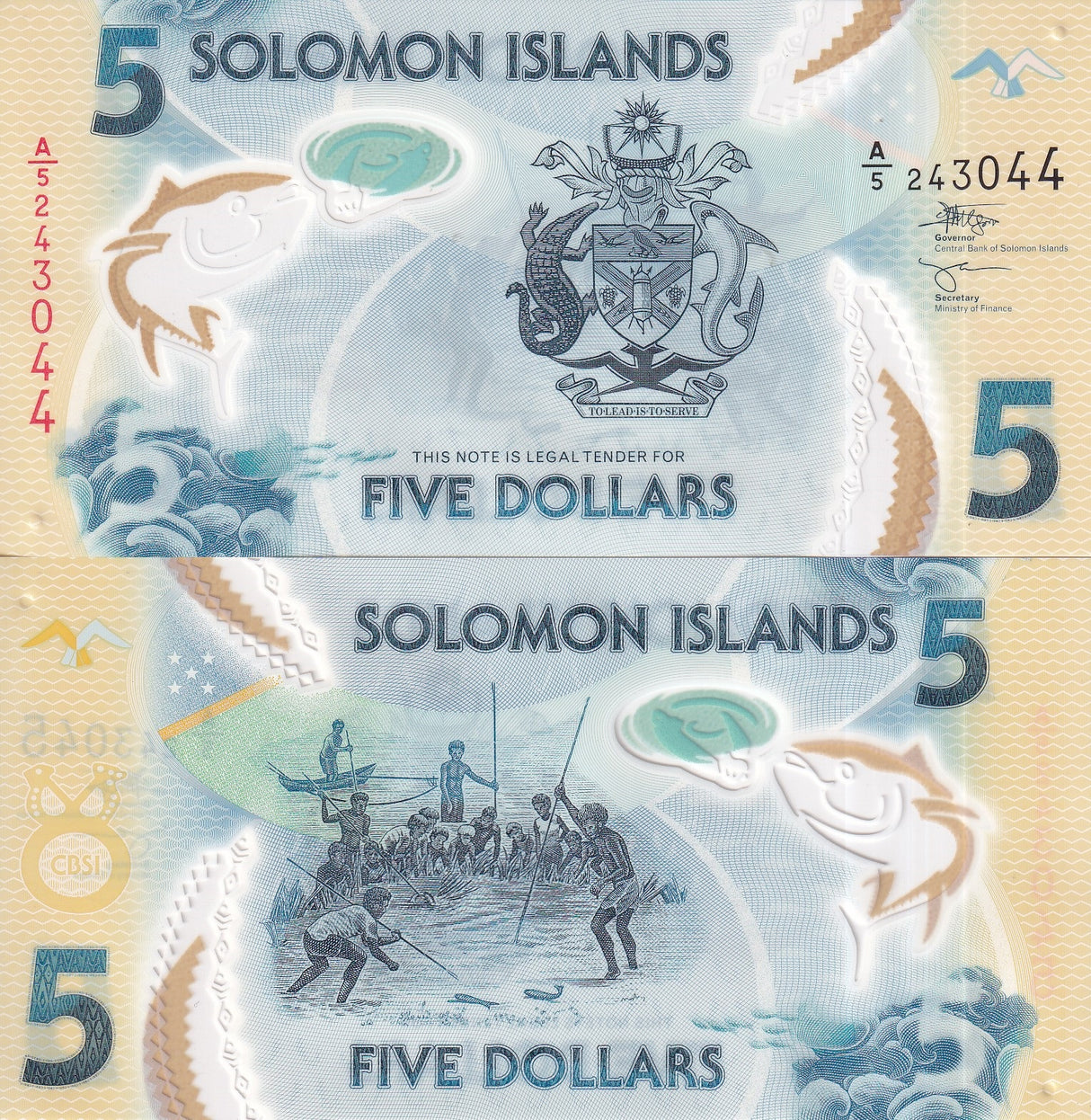 Solomon Islands 5 Dollars ND 2019 P 38 UNC
