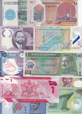 World Polymer Banknotes Set 10 Pcs From 10 Countries Mixed Years All UNC