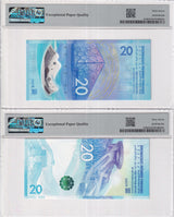 China Set 2, 20 Yuan 2022 P 918 P 919 Superb Gem UNC PMG 67 EPQ