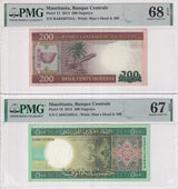 Mauritania Set 2: 200 500 Ouguiya 2013 P 17 P 18 Superb Gem UNC PMG 67 68 EPQ