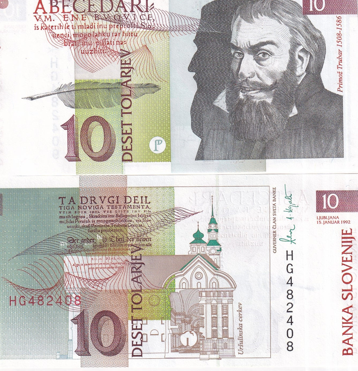 Slovenia 10 Tolarjev 1992 P 11 UNC