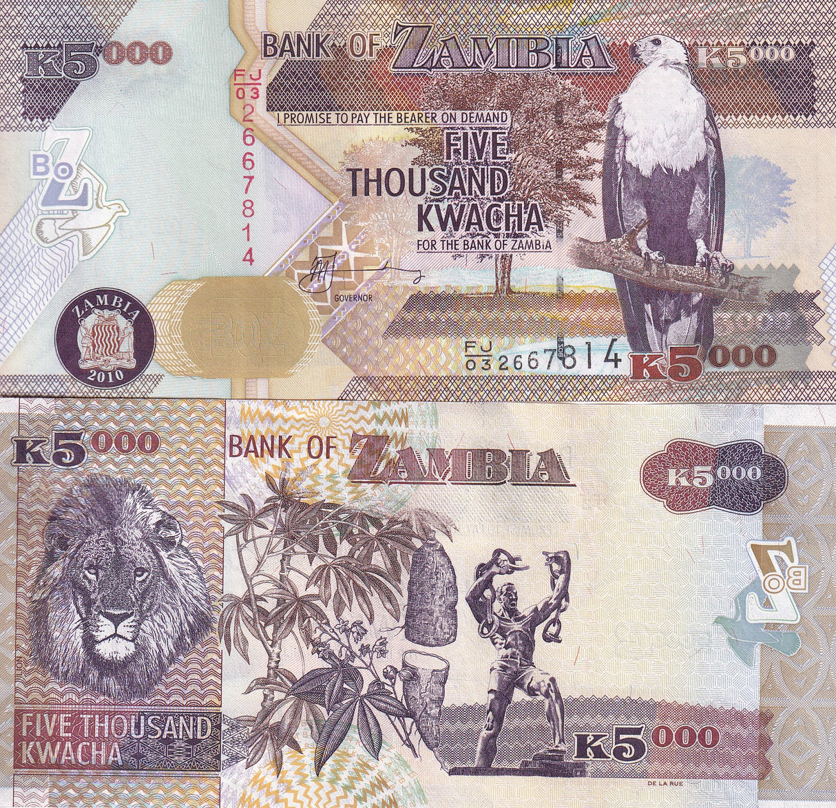 Zambia 5000 Kwacha 2010 P 45 UNC