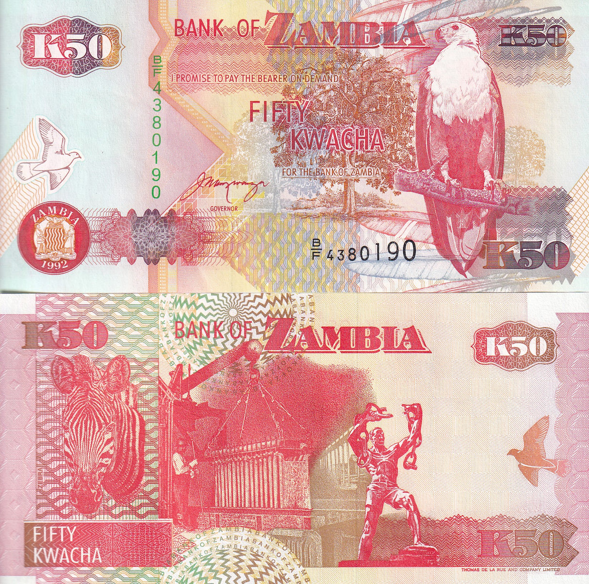 ZAMBIA 50 KWACHA 1992 P 37 UNC