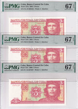 Central America SET 3 ,3 Pesos 2004 2005 2006 P 127 a b c CHE Guevara SUPERB GEM PMG 67 EPQ