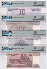 Korea SET 4, 50 100 500 5000 WON 2002 ND 2009 P 60-66 Gem UNC PMG 66 EPQ
