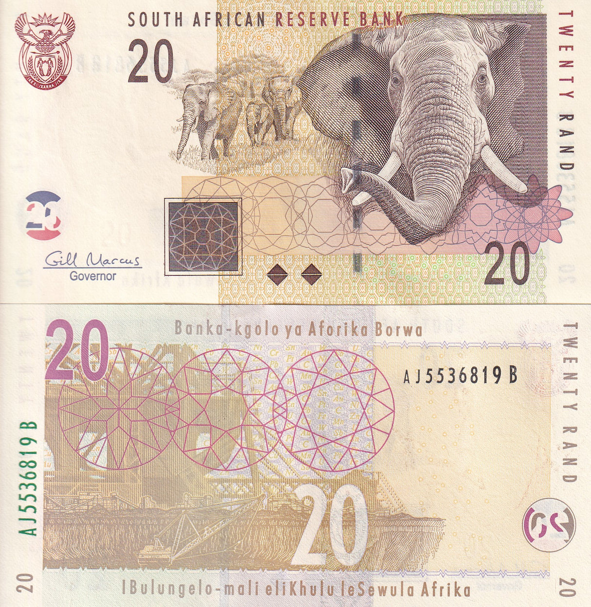 SOUTH AFRICA 20 RAND 2009 P 129 b UNC