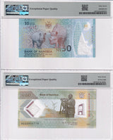 Namibia Set 2; 30 60 Dollars Comm. 2020 2025 P 18 P 19 Superb Gem UNC PMG 67 EPQ