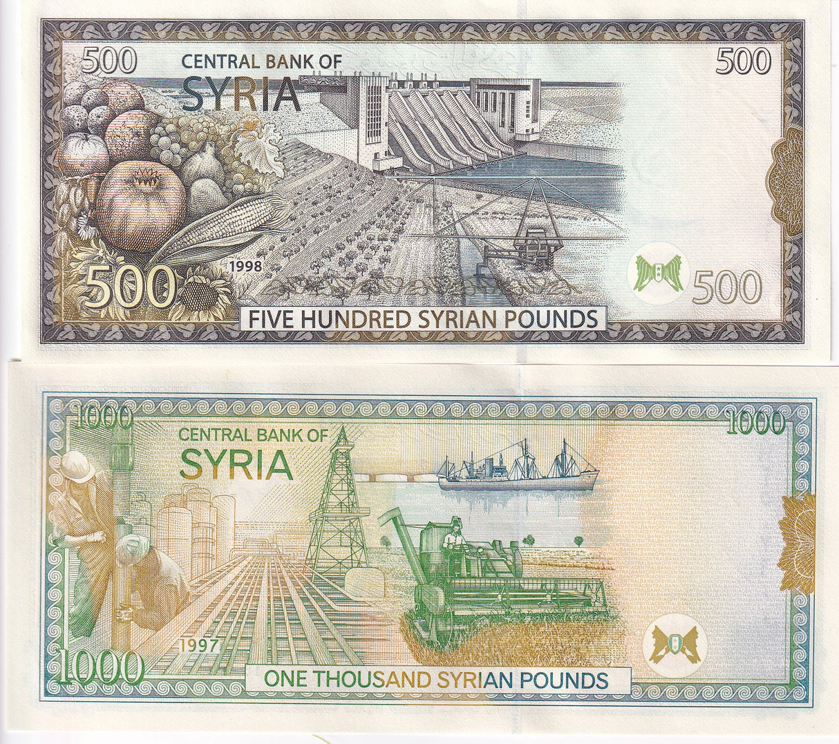 Middle East Set 2 UNC 500 1000 Pounds 1997-1998 P 110 111