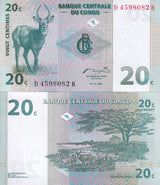 Congo 20 Centimes 1997 P 83 UNC