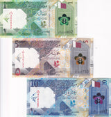 Qatar Set 3 Pcs 1 5 10 Riyals 2022 P 32 33 34 UNC