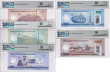UAE Set; 5 10 50 -1000 Dirham 2021-23 P35-37 P42 43 Superb Gem UNC PMG 67 68 EPQ